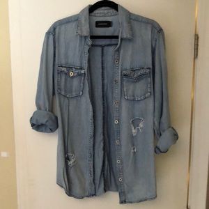 MinkPink Distressed Denim Shirt